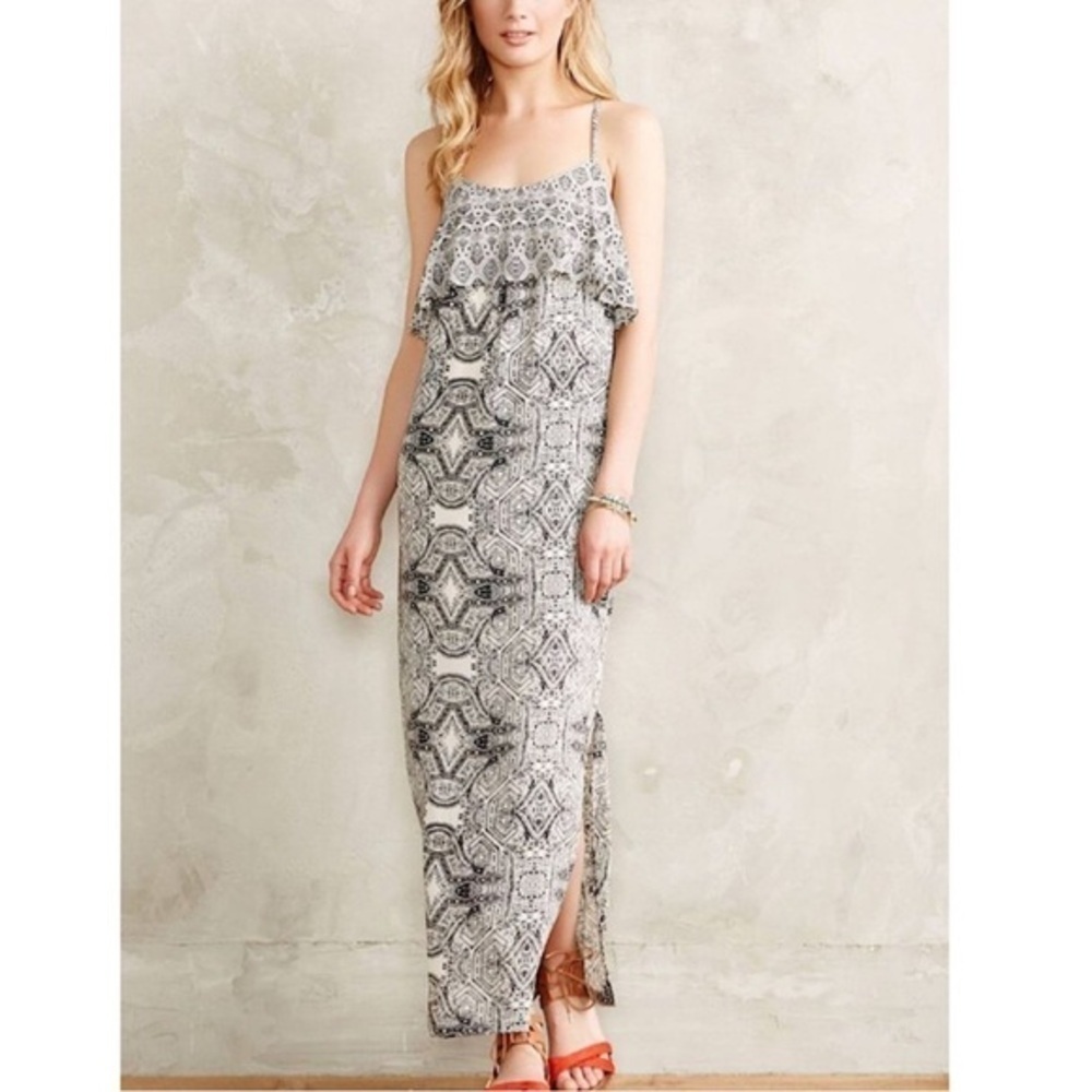 Anthropologie Vanessa Virginia Talitha Moroccan Print Racerback Maxi Dress Sz 2